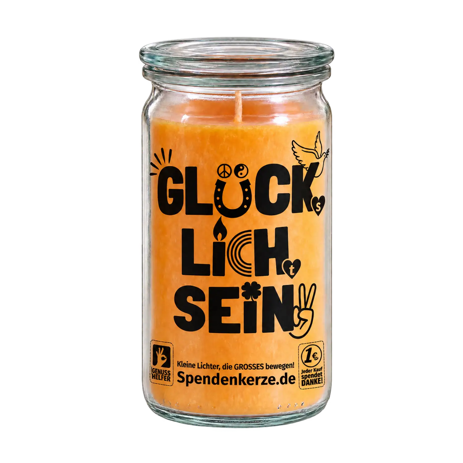 Spendenkerze Orange Zedernholz