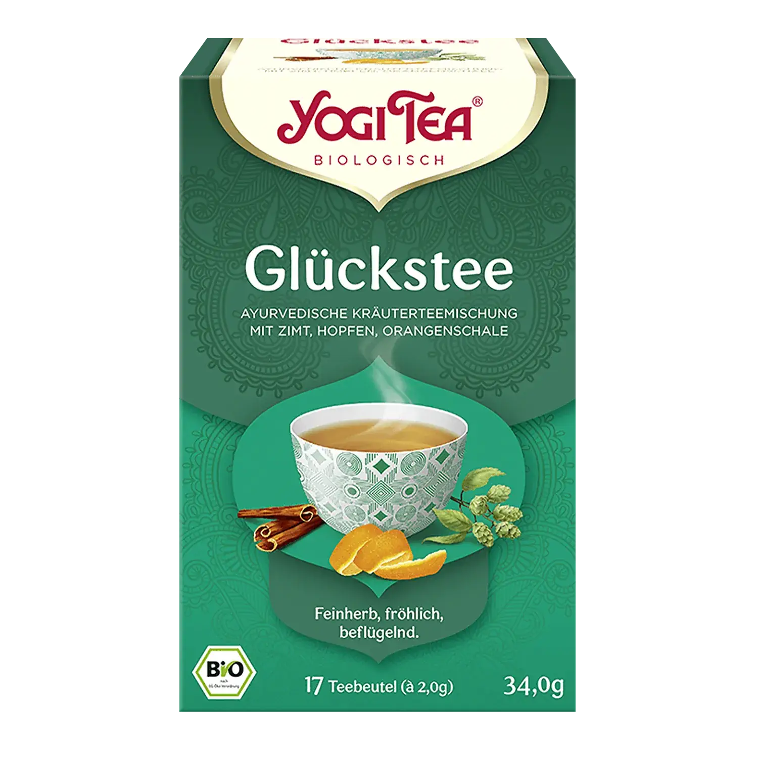 YOGI TEA® Glücks Tee, BIO Yogi Tea „Glückstee“ – Pappschachtel mit Teebeuteln