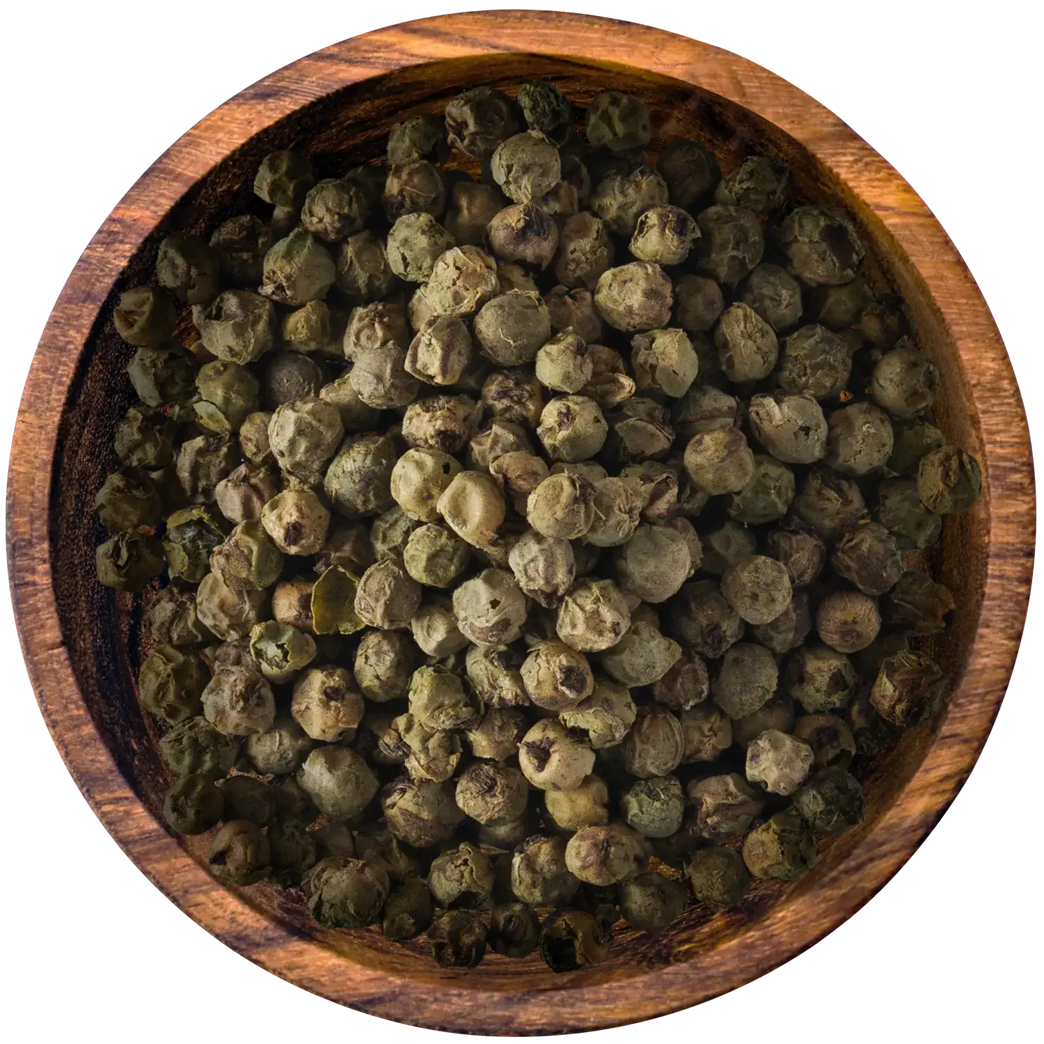 Grüner Pfeffer, ganz Vorderansicht eines Beutels mit grünem Pfeffer (ganz)