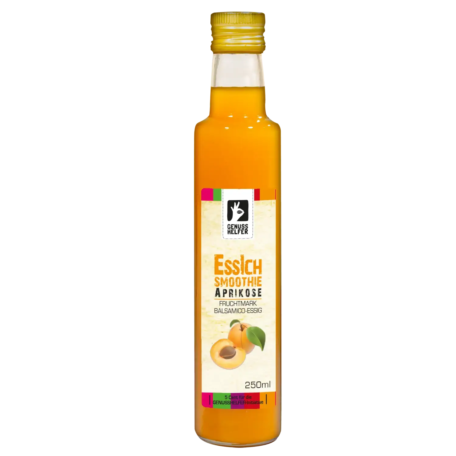 Balsamico Fruchtmark Essig Aprikose, EssIch Balsamico-Fruchtmark-Essig mit Aprikose in einer Flasche