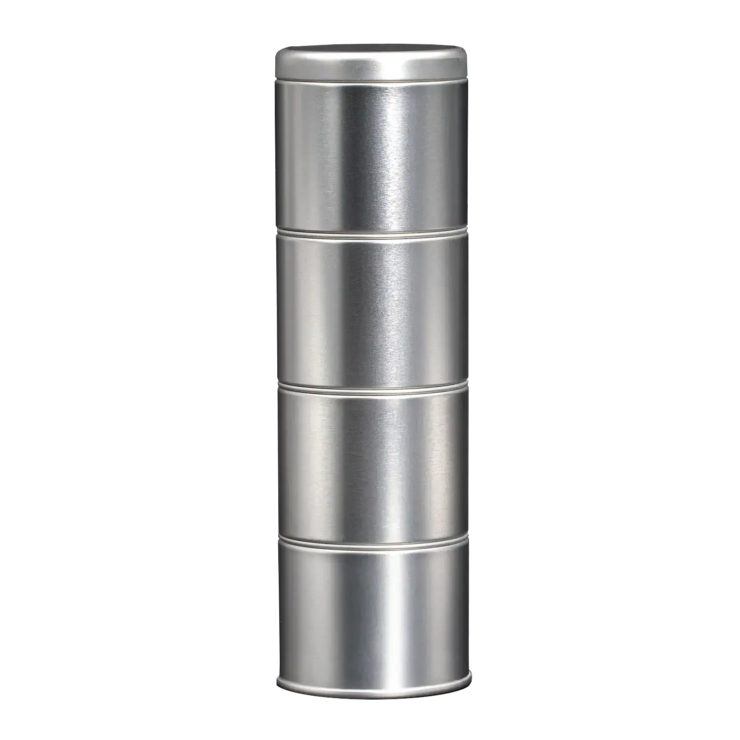 Gewürzdosen mit Stülpdeckel, 4er Set, stapelbar, rund, 59x197 mm Vier stapelbare Gewürzdosen aus Weißblech mit Stülpdeckel (59 × 197 mm)
