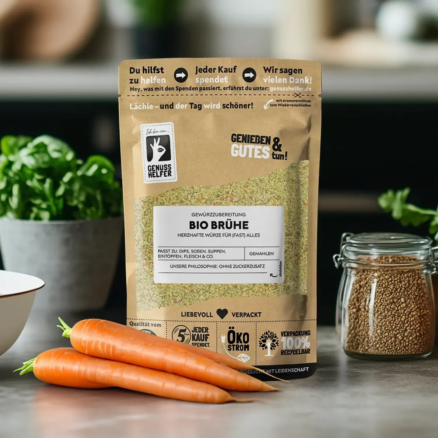 Präsentation der Bio-Brühe-Streuwürze