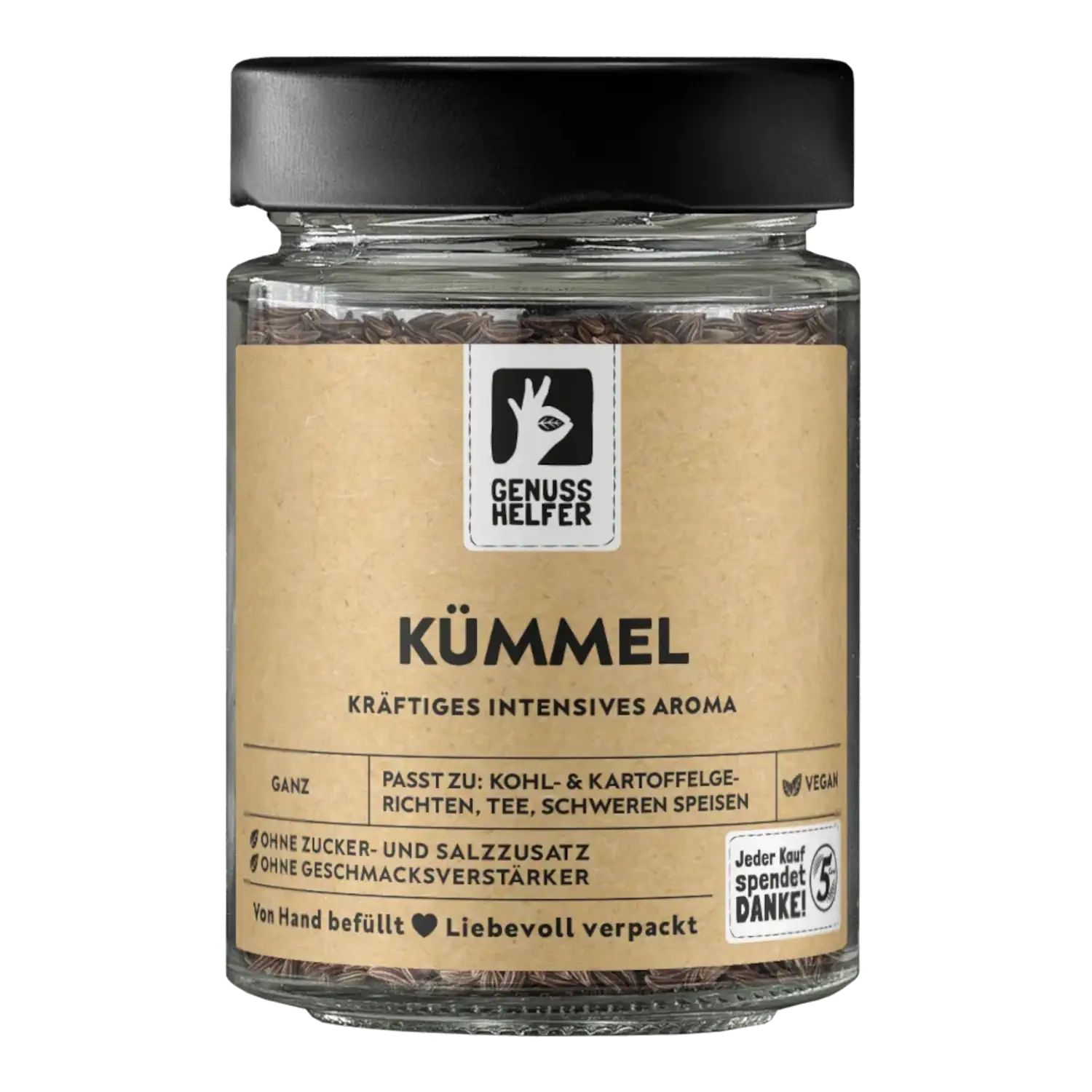 Kümmel, ganz, im Glas Vorderansicht eines Glases mit ganzem Kümmel