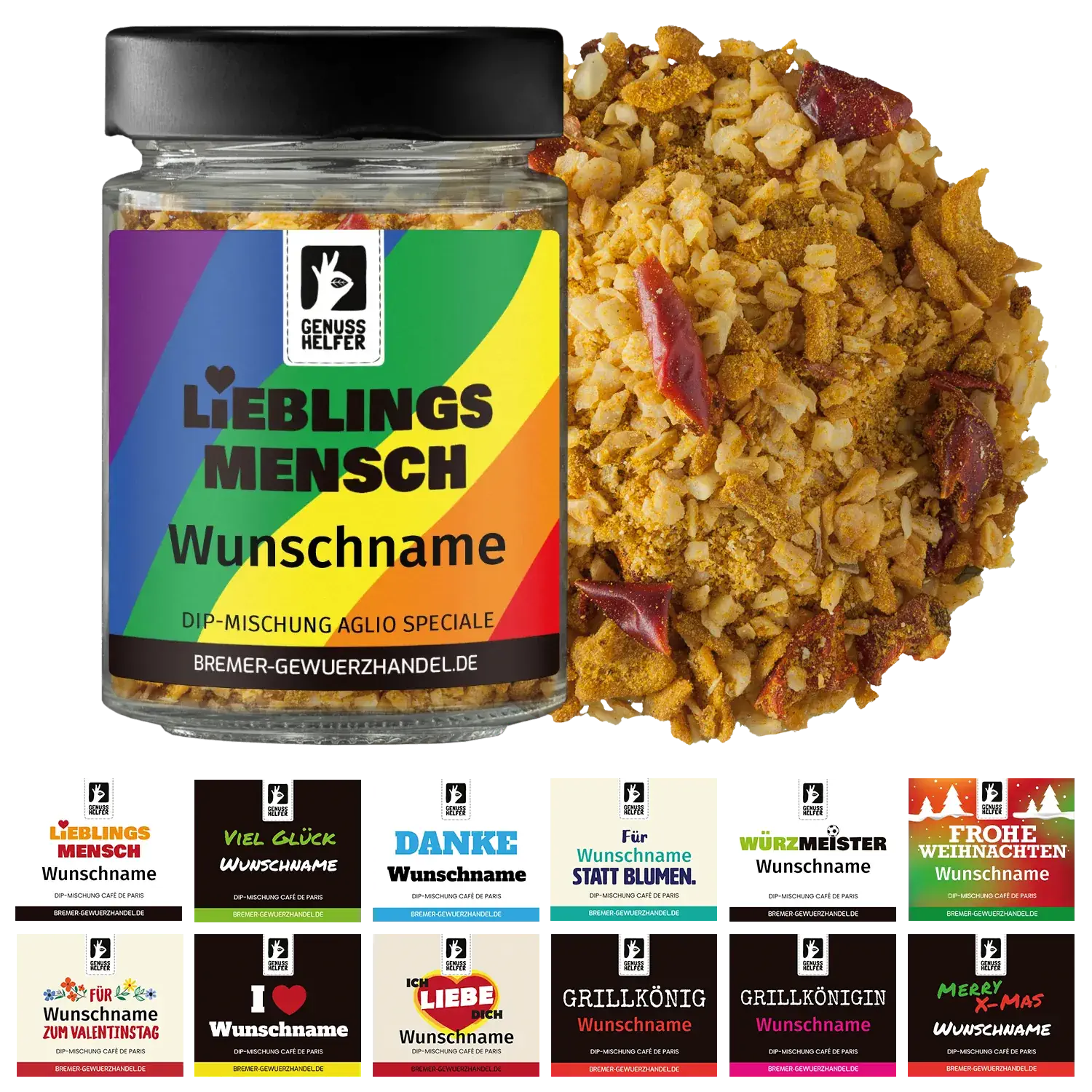 Geschenkglas: Dip-Mischung Aglio Speciale Saisonale Darstellung der Dip-Mischung „Aglio Speciale“