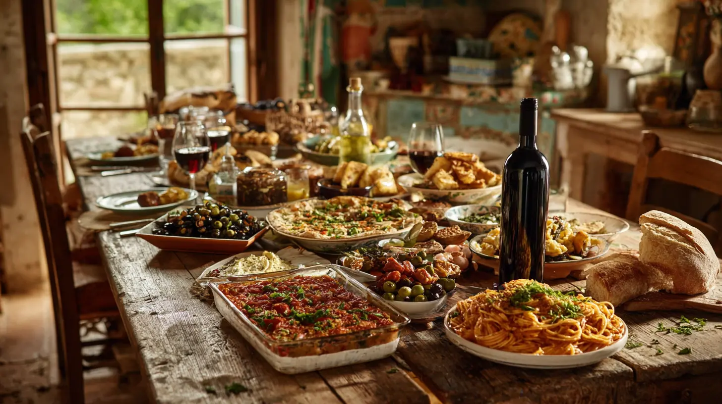 Länderküche Italien Familiendinner gedeckter Tisch