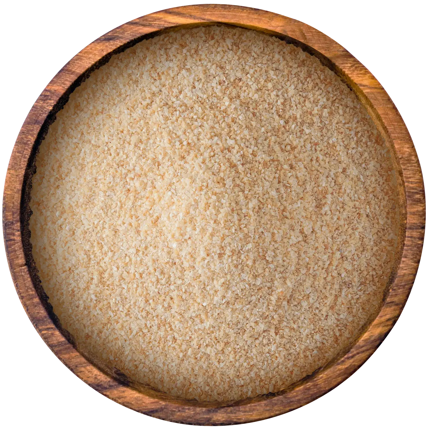 Knoblauchgranulat in einer Holzschale