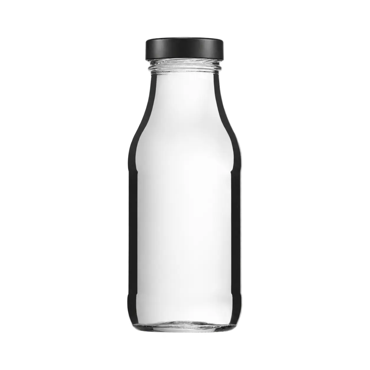 Dressingflasche schwarzer Deckel 263ml, Weißglas