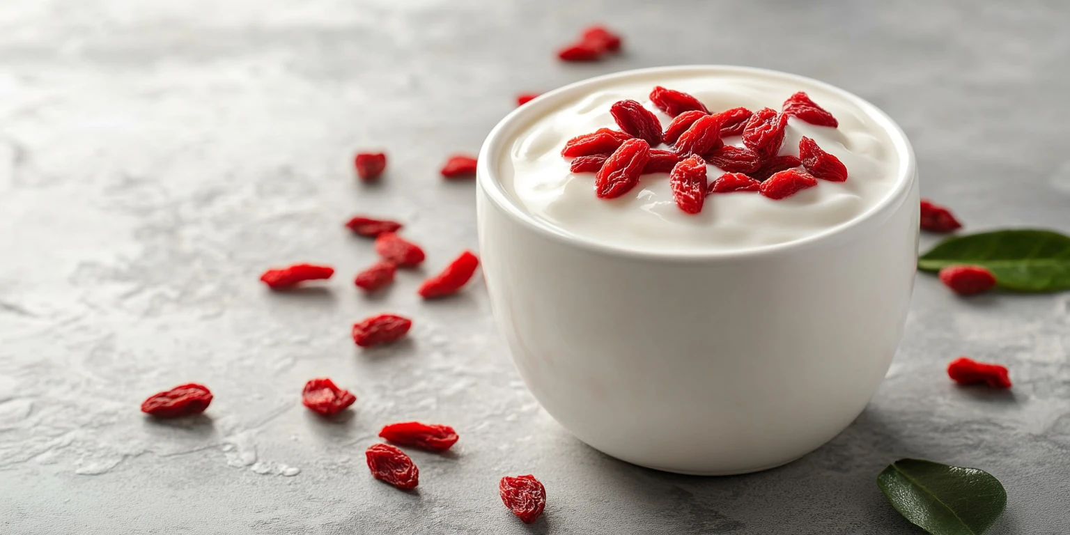 Joghurt mit getrockneten Goji-Beeren als fruchtiges Topping