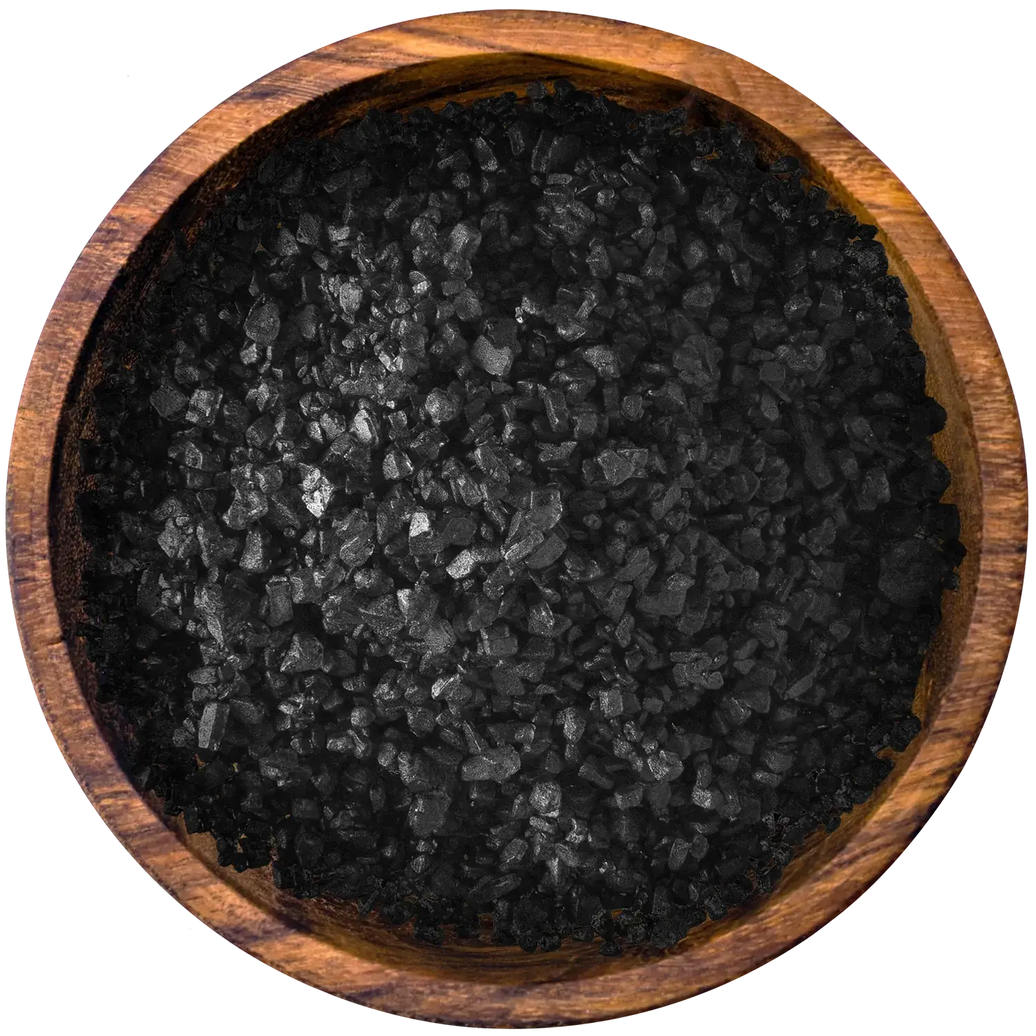 Schwarzes Hawaii-Salz „Black Lava“ in einer Holzschale