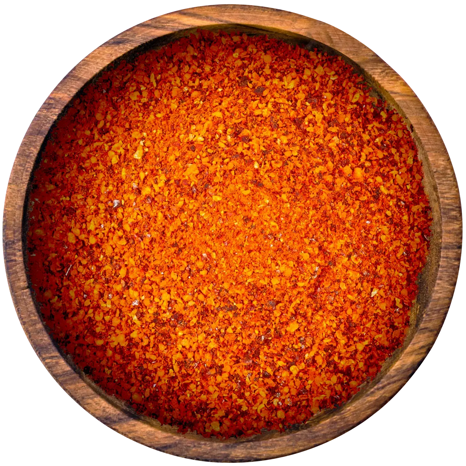 Piment d'Espelette Vorderansicht eines Glases mit gemahlenem Piment d’Espelette