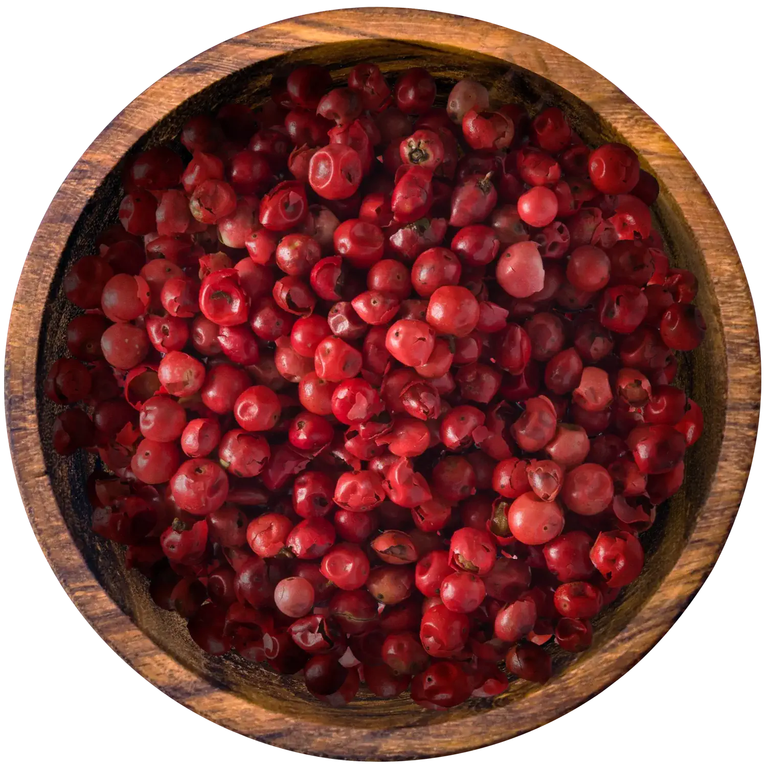 Pfeffer rot / Pfefferbeere rosa, ganz Vorderansicht eines Beutels mit rosa Pfefferbeeren (ganz)