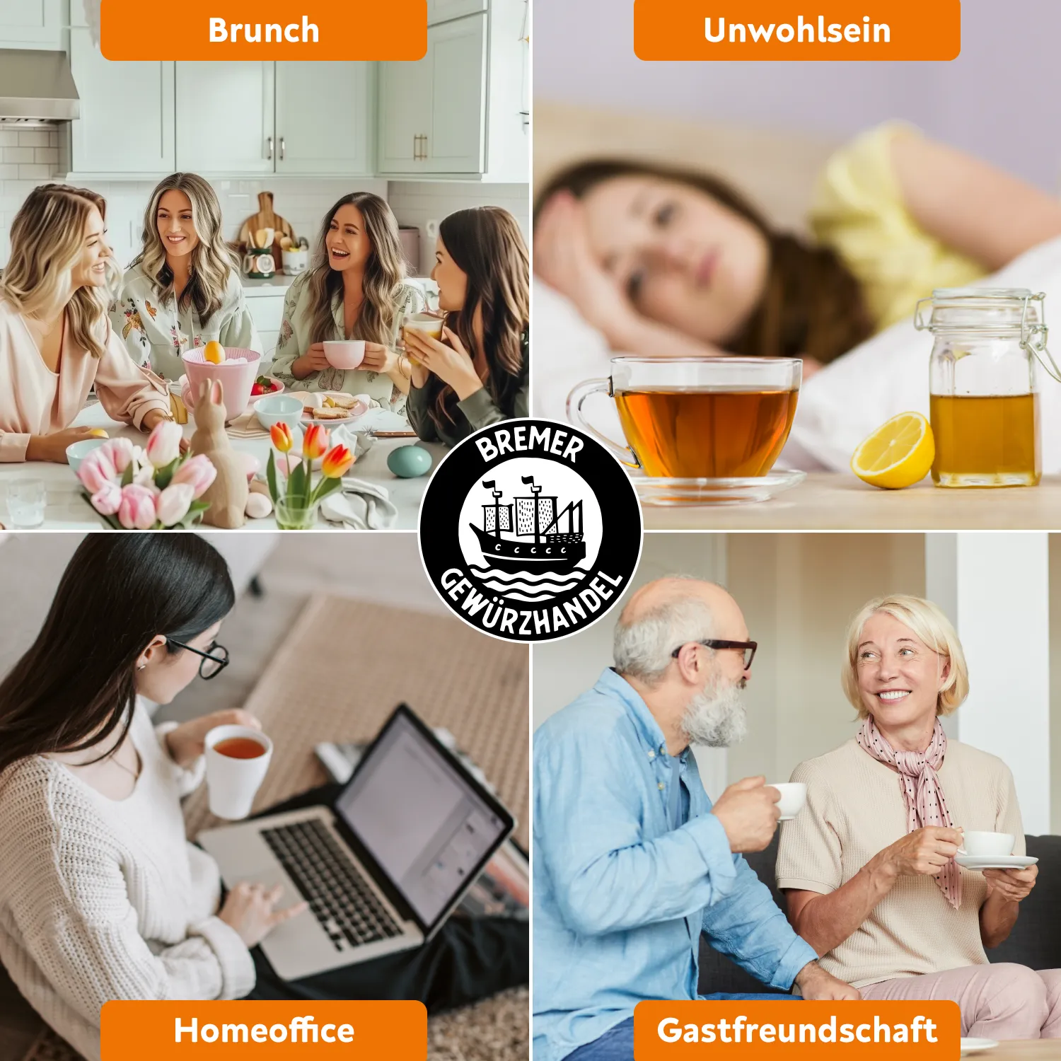 Stimmungsbild für Tees in verschiedenen Alltagssituationen