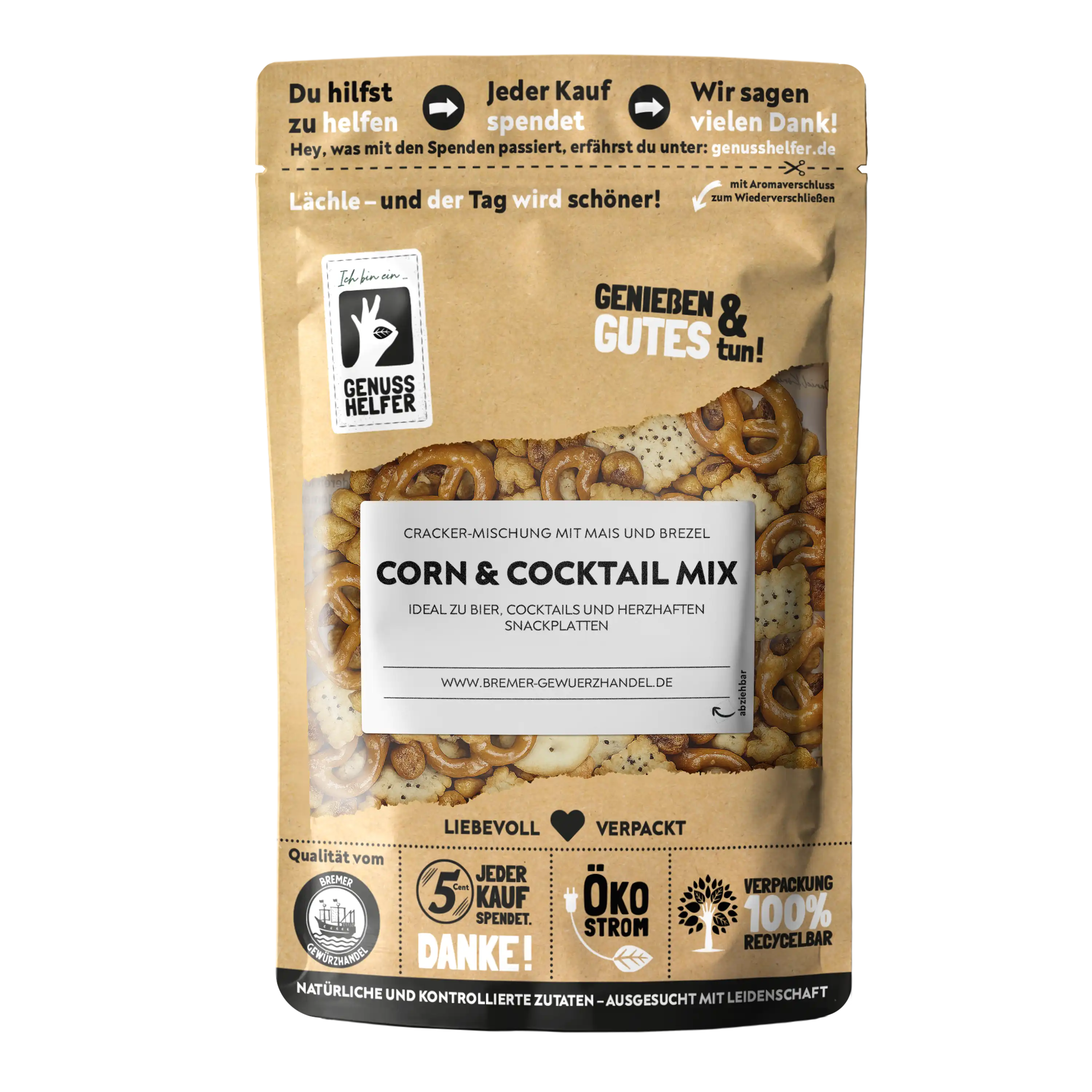 Corn & Cocktail Cracker-Mix mit Mais & Brezel