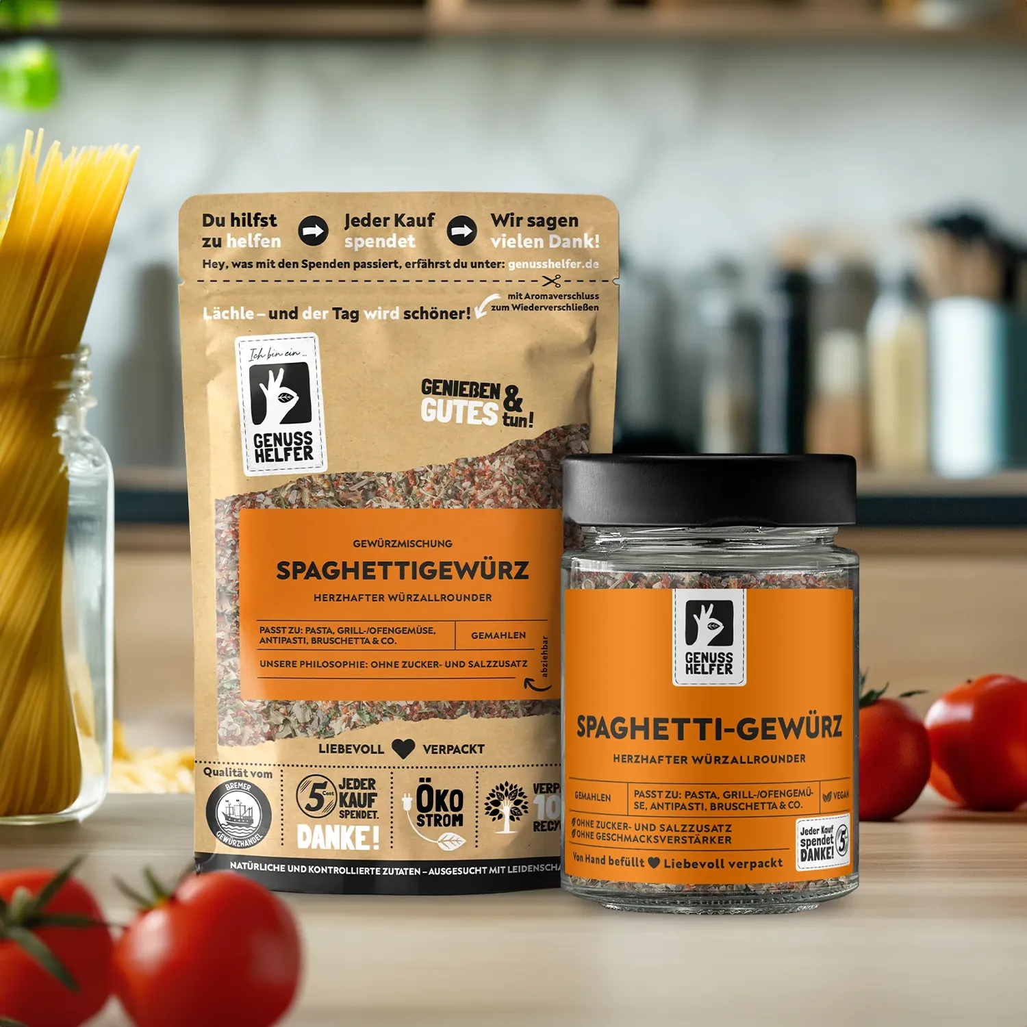 Präsentation der Spaghetti-Gewürzmischung