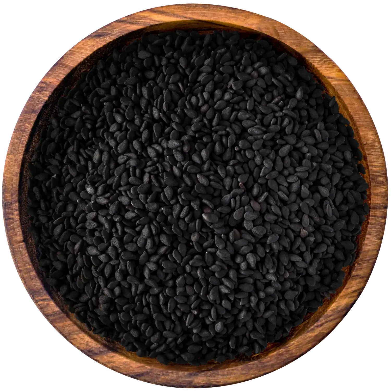 Sesam schwarz Vorderansicht eines Beutels mit schwarzem Sesam