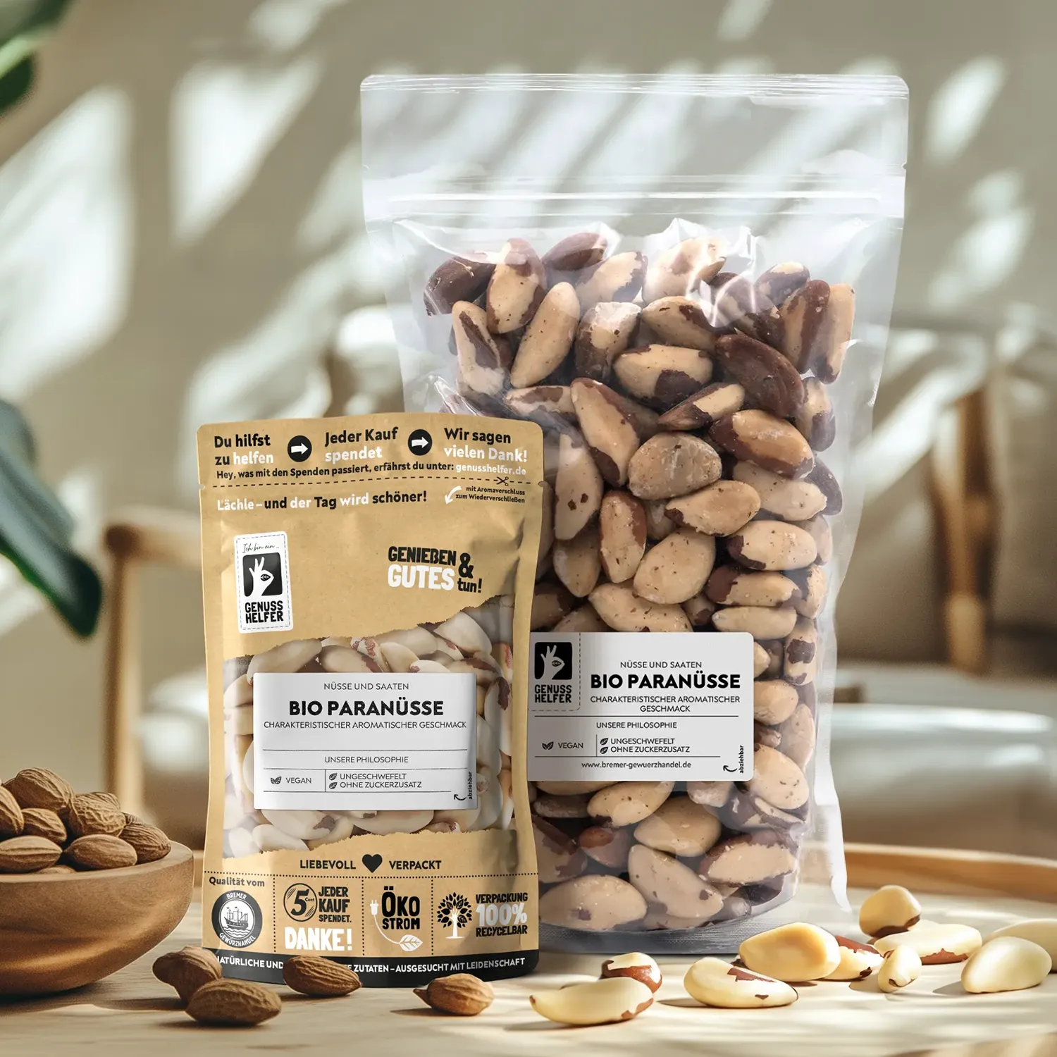 Präsentation von Bio-Paranüssen