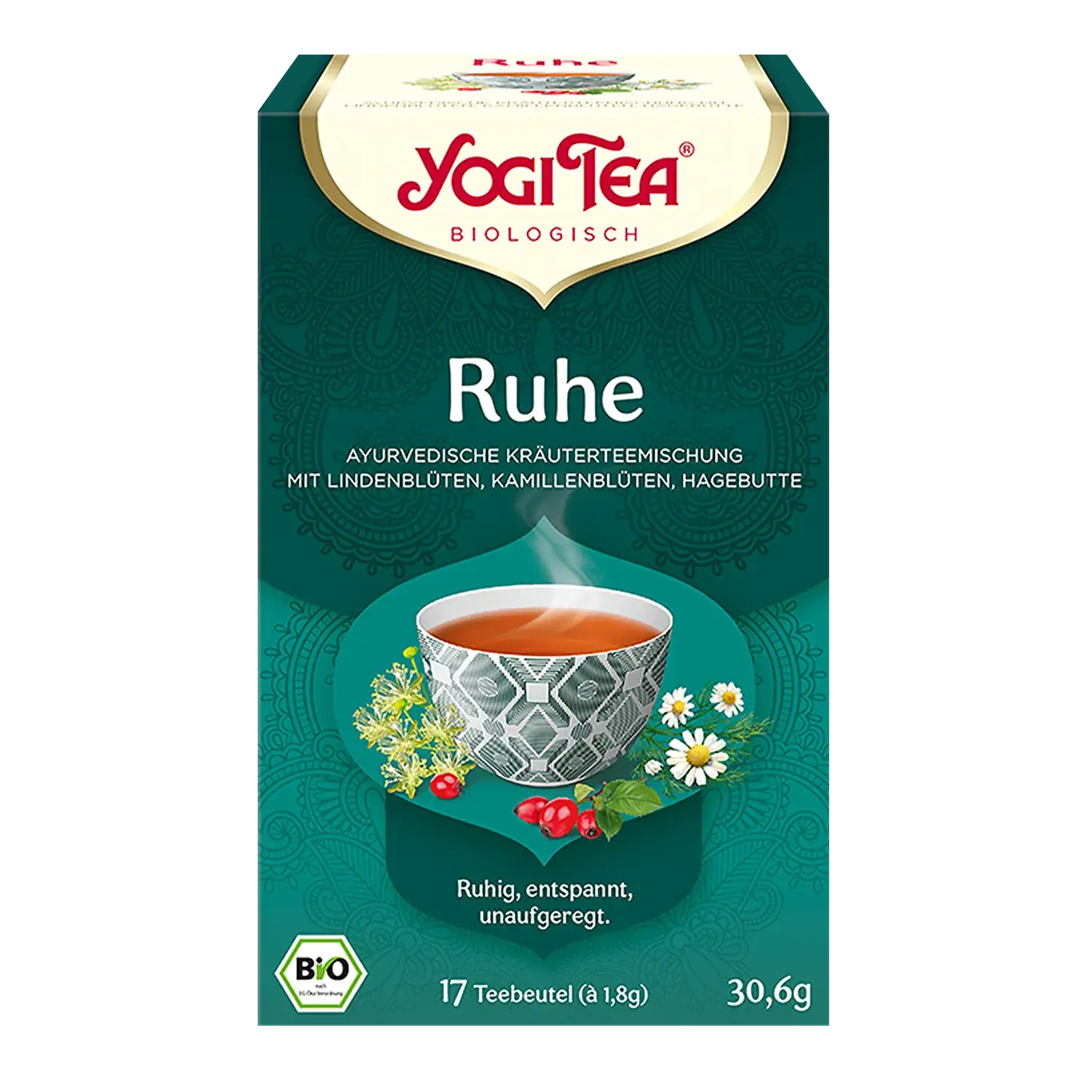 YOGI TEA® Ruhe Tee, BIO Yogi Tea „Ruhe“ – Pappschachtel mit Teebeuteln
