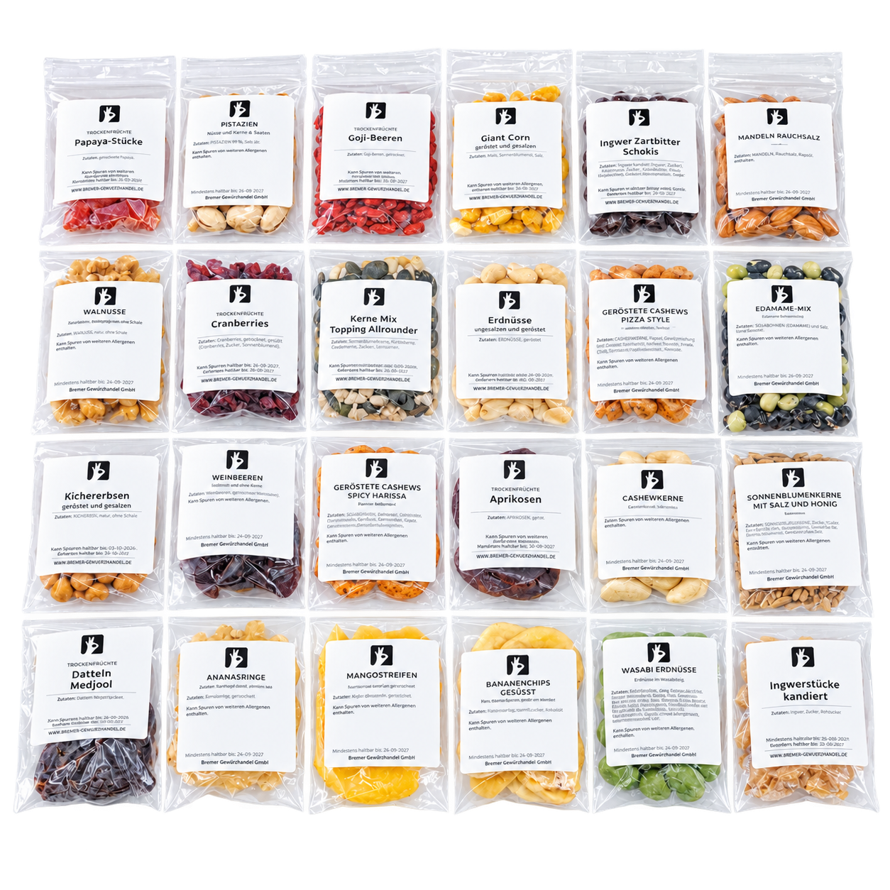 Adventskalender-Set Trockenfrüchte & Snacks, 24 Teile, zum Selbstbefüllen