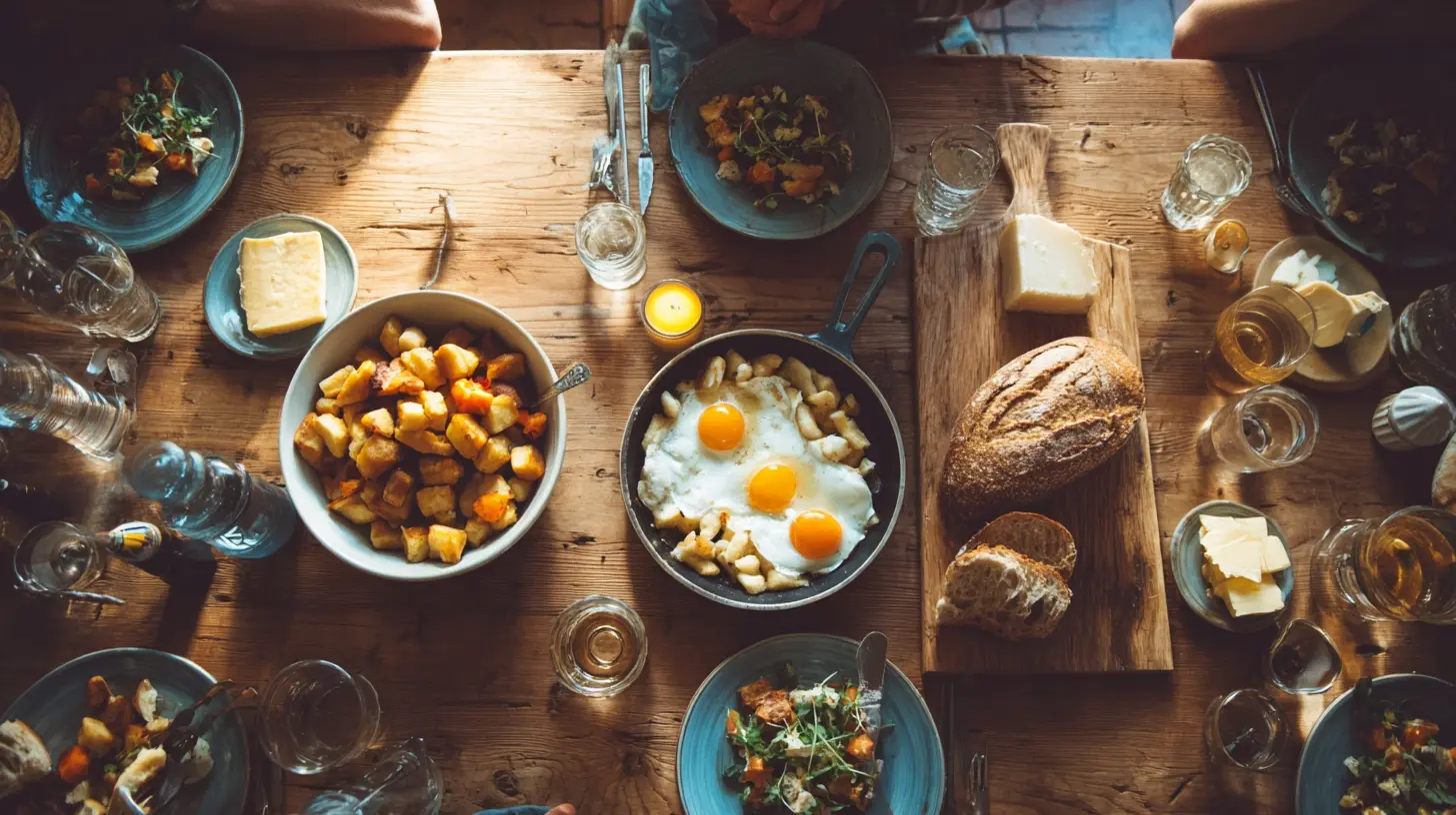 Ratgeber Länderküche Österreich Tirol Tisch Essen Top View Moodbild