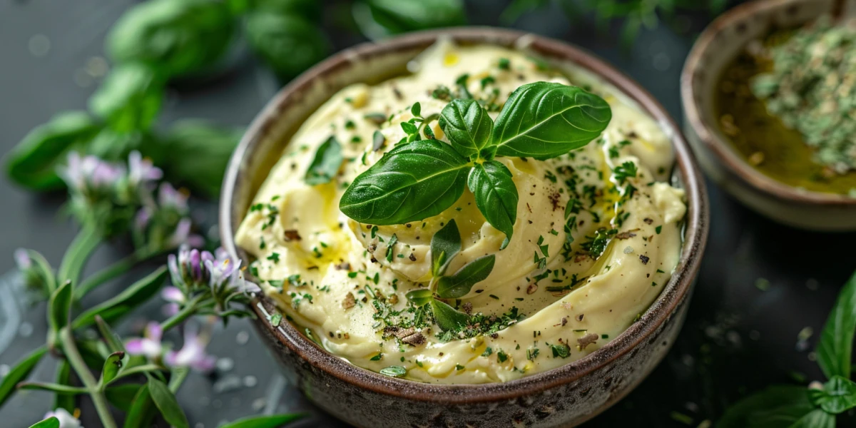 Kräuterbutter und Steakbutter als Dip zum Grillen mit frischen Kräutern
