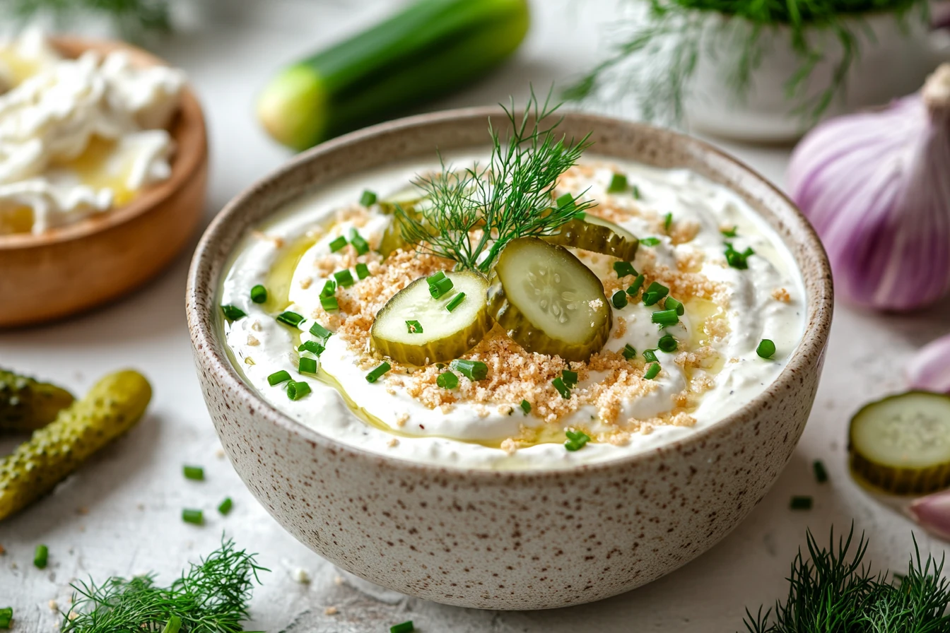 Ranch-Dip mit Gewürzgurken