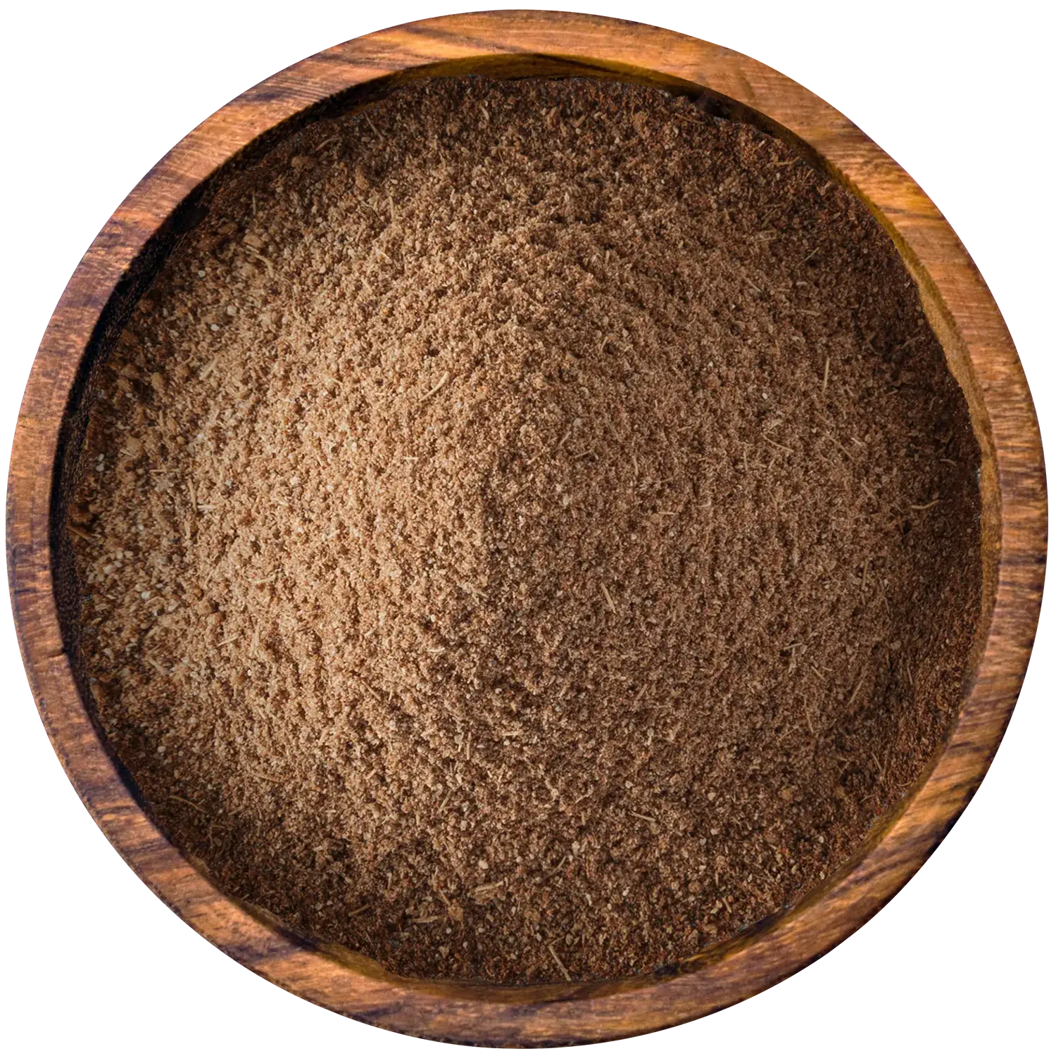 Gemahlenes Kaffee-Gewürz in einer Holzschale