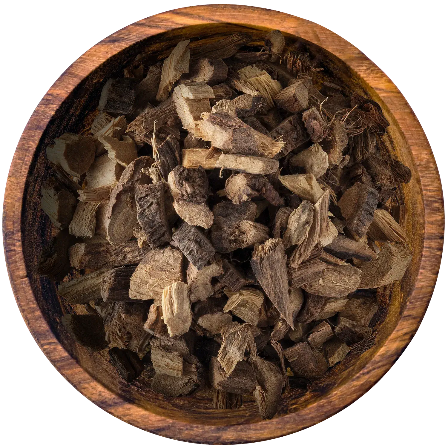 Natürliches Süßholz in einer Holzschale