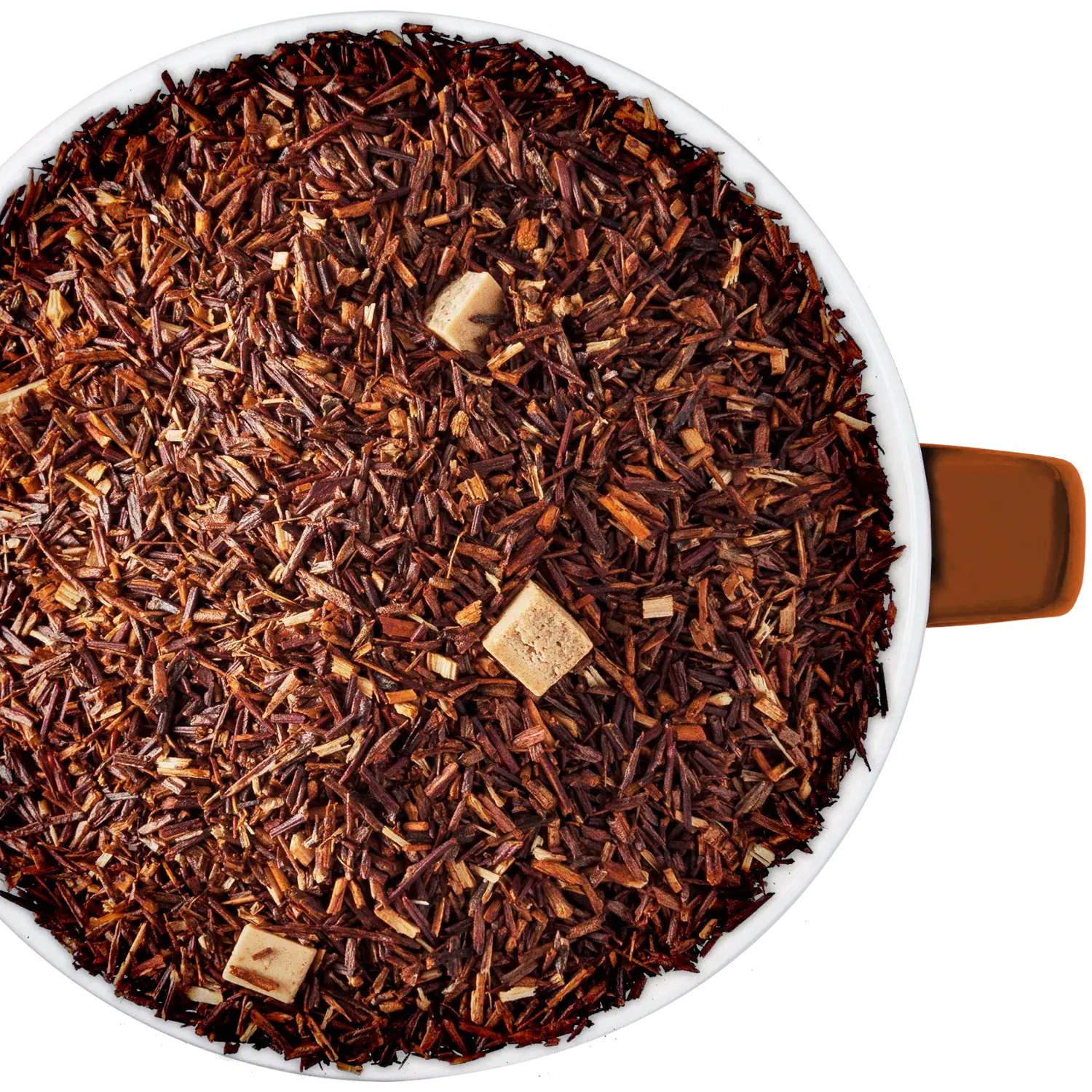 Rooibos Sahne Caramel Vorderansicht eines Beutels mit Rooibos-Tee Sahne-Karamell