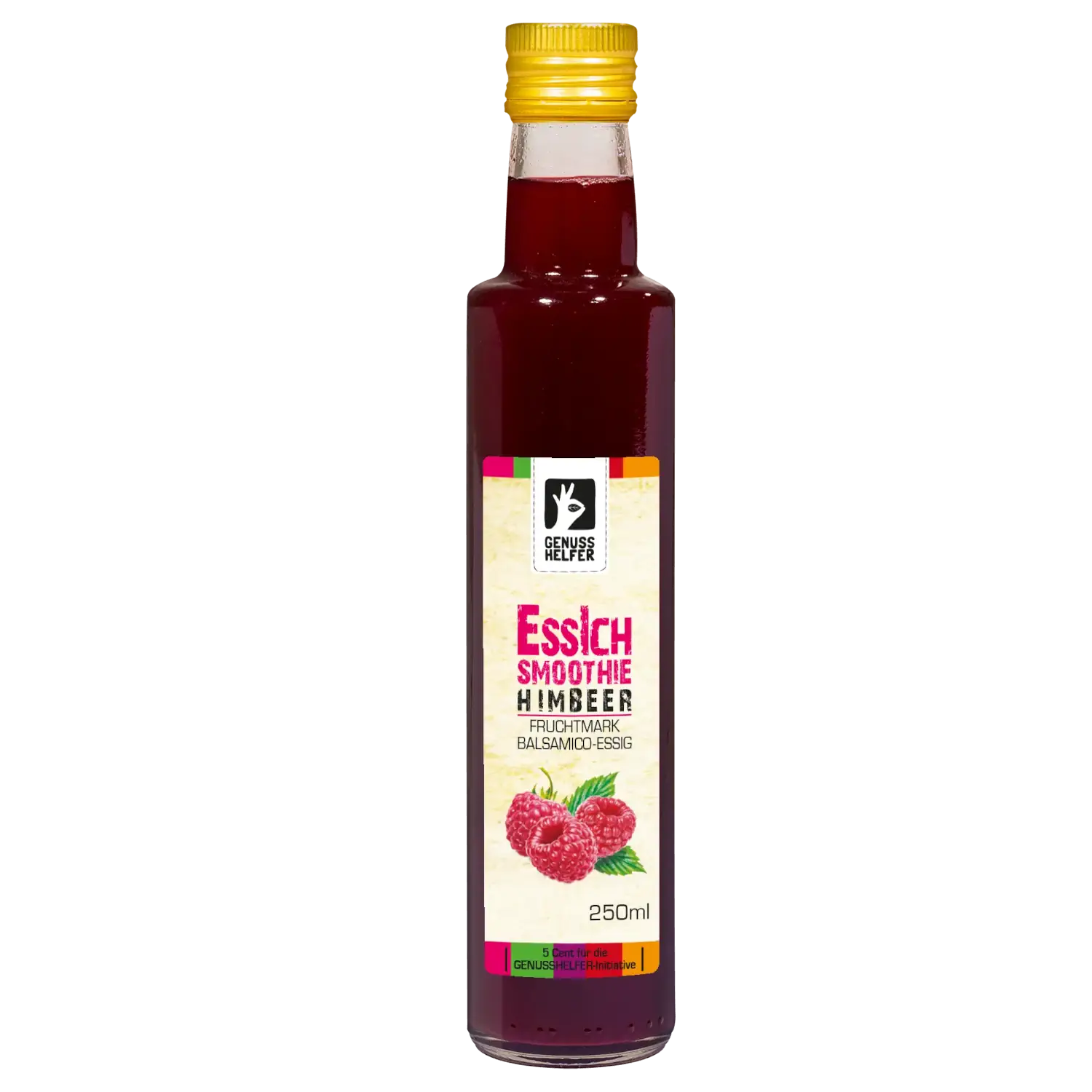Balsamico Fruchtmark Essig Himbeere, EssIch Himbeer-Balsamico mit Fruchtmark in einer Flasche