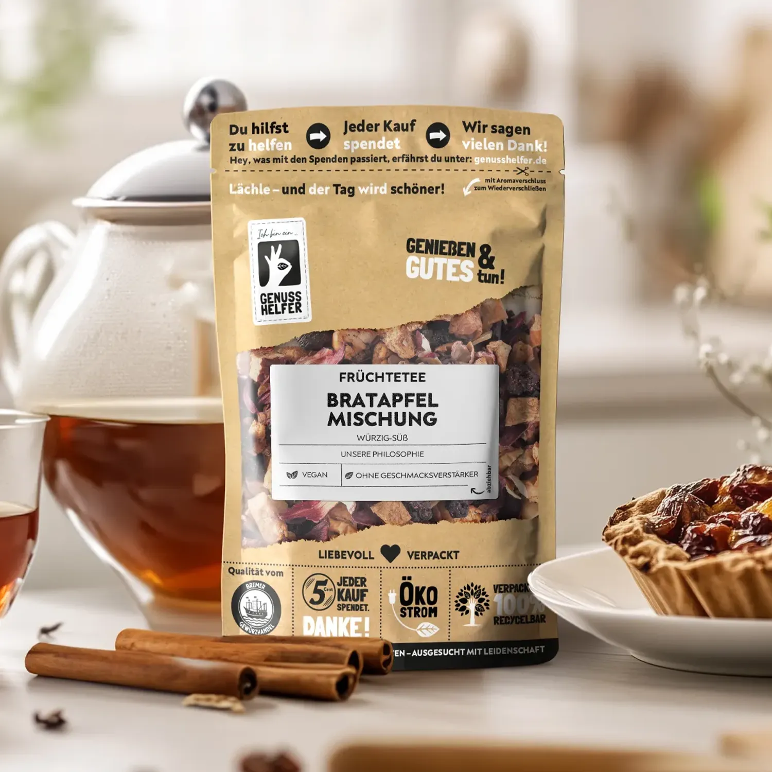 Präsentation des Früchtetees „Bratapfel“