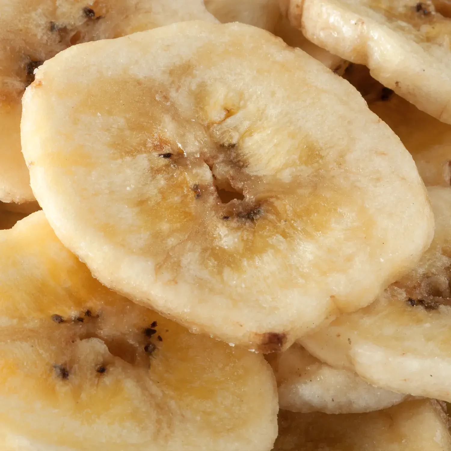 Detailansicht von gesüßten Bananenchips