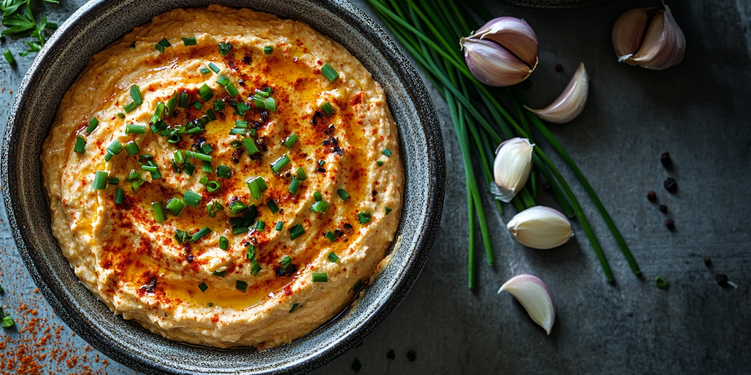 Frischkäsedip mit gemahlenen Chilis pikant verfeinert